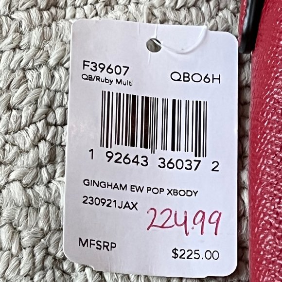 NWT - Coach East / West Crossbody With Pop Up Pouch with Gingham Print - Picture 7 of 7